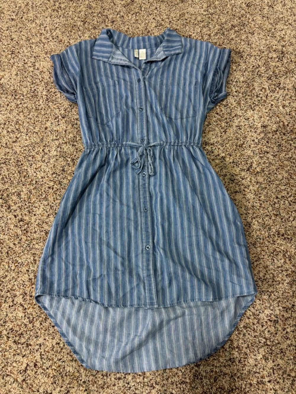 Women’s Blue Striped Button-Front Dress